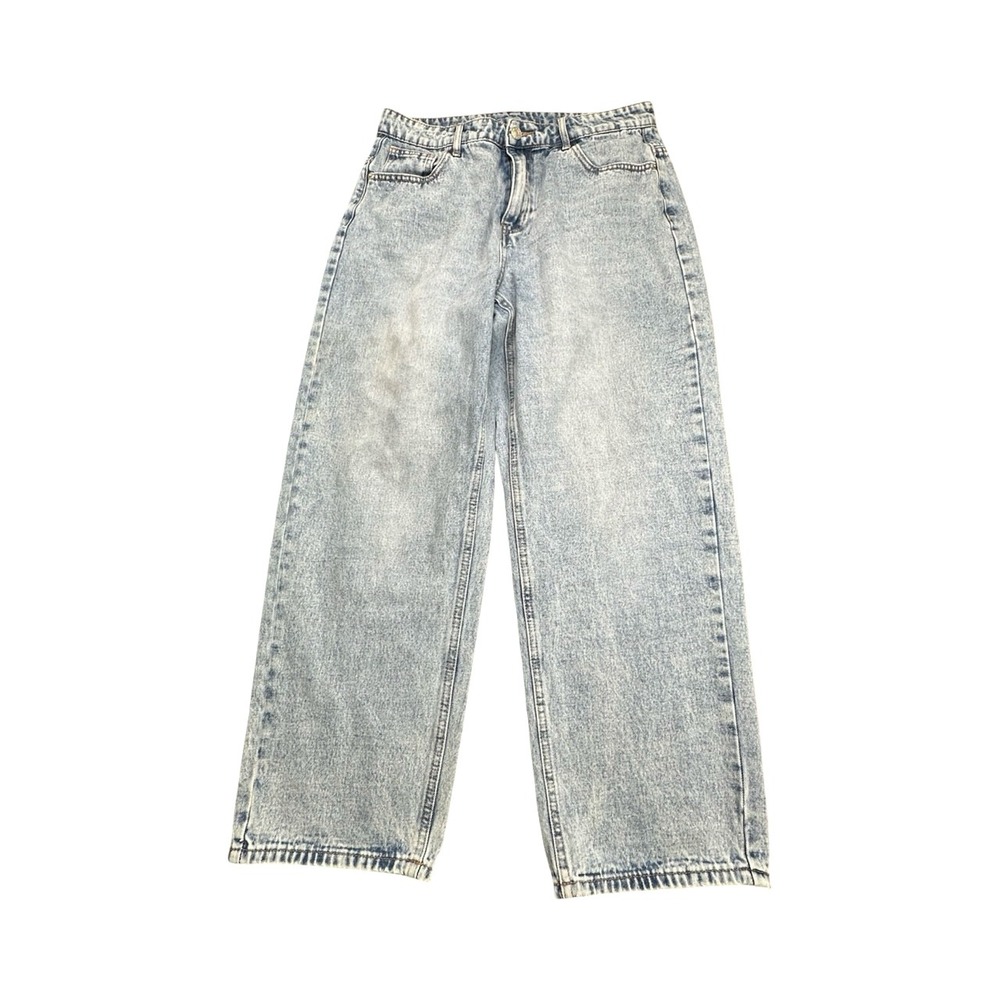 Shein Jeans Mens 32 Light Blue Wide Leg Acid Wash Cinch‎ Back Baggy Denim Pants
